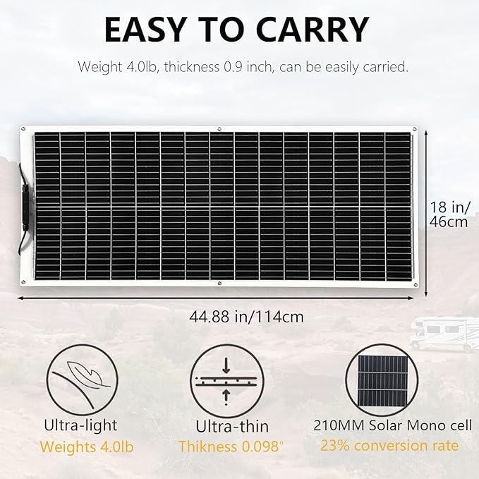 XINPUGUANG 100w Flexible Solar Panels 24V 1000W Solar System Kit Monocrystalline Cell Module 45A Controller 2000W Inverter for Off Grid Battery Charger for Cabin RV Boat Trailer