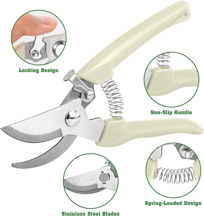 4 Pack Garden Shears, Stainless Steel Shears Gardening Tools, Scissors, Garden Clippers, Pruning Shears (White)