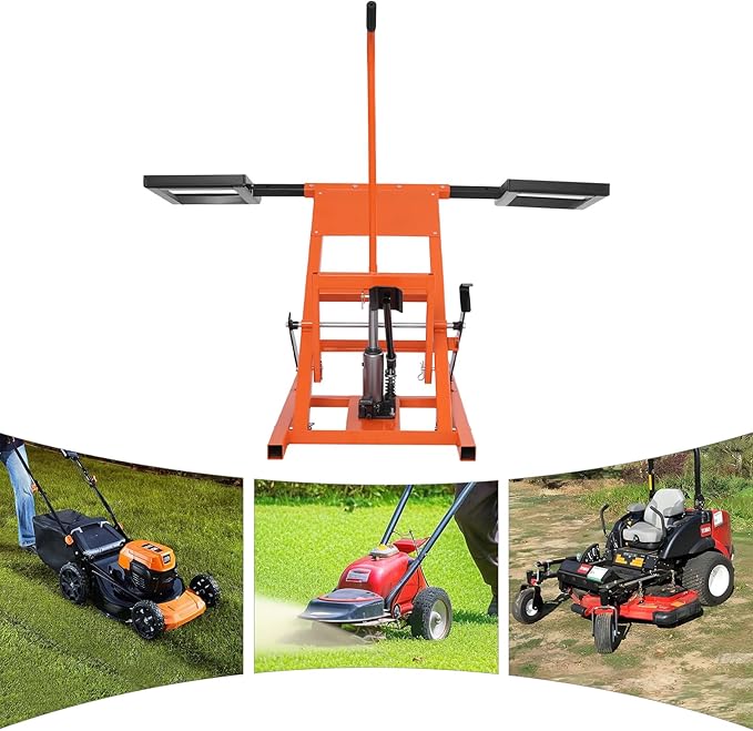 Lawn Mower Lift Jack 500 Lbs Weight Capacity, Lawn Mower Lift with Hydraulic Jack Adjustable Movable Lawn Lifter for Mower Maintenance Or Repair