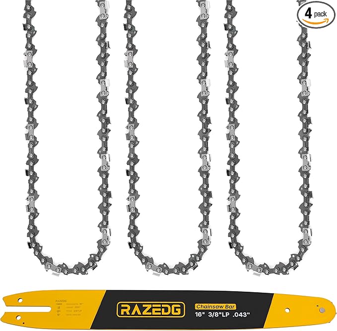 16 Inch Chainsaw Bar and Chain Combo, 3/8" LP Pitch, 050" Gauge, 55 Drive Links, Fits STIHL 021, MS 170 MS 180, MS 180 c, MS 210, MS 211, and More - S55 (1 Bar + 3 Chains)
