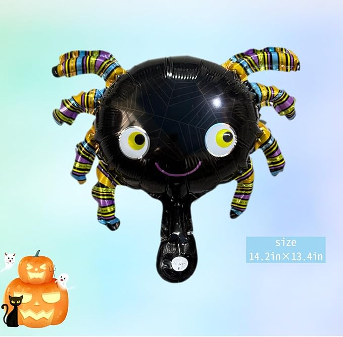 7 Pcs Halloween Ghost Foil Balloons Ghost Pumpkin Bat Spider Cat Monster Scary Decorations Cute Mylar Balloons Kit for Trick or Treat Party Decor Supplies for Indoor Outdoor Boo Day Party Supplie