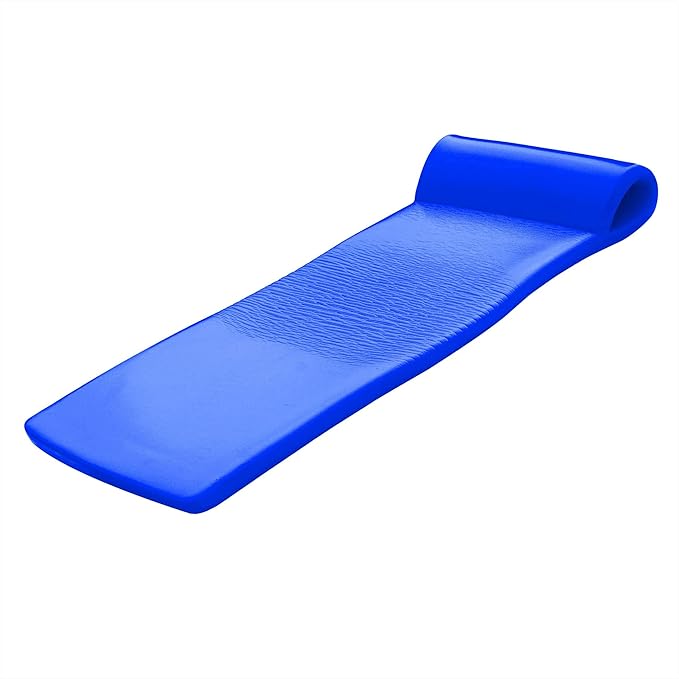 TRC Recreation Sunsation Vinyl Coated Foam Swimming Pool Float Mat Adult Lounger with Built-in Roll Pillow