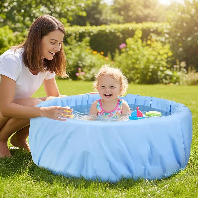 Soft Foam Kiddie Pool - 35.4" x 11.8" Small Kids Swimming Pool with Removable Waterproof Cover, Portable Baby Splash Pool for Toddlers for Backyard, Outdoor, Garden, Summer Water Party