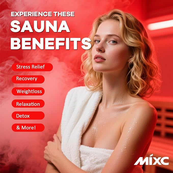 MIXC Upgraded Infrared Sauna Box – Ideal for Relaxation & Detoxification | Includes Folding Chair | Multi-Layer Full-Body Sauna Tent for Home, Spa, Indoor, Outdoor & Gym Use (Infrared Version-Black)