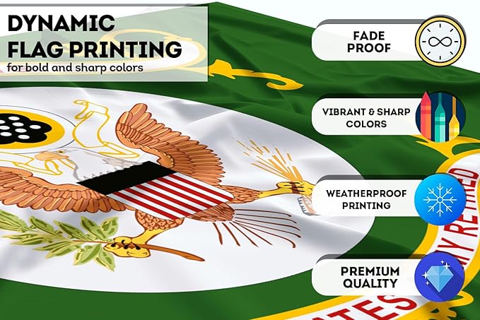 AGAS US Army Retired Flag 3x5 Ft - Printed 200 Denier Nylon - Double Stitched Edges Canvas Header Brass Grommets - Indoor/Outdoor US Army Retired Flag 3' x 5'