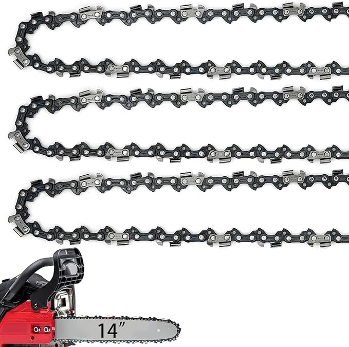 14 Inch Chainsaw Chain 050" Gauge, 3/8" LP Pitch, 52 Drive Links, 14 Inch Chain Saw Chain Replacement for RYOBI RY3714, RY40503BTL, RY40530, Husqvarna, Echo- S52 (3 Chains)