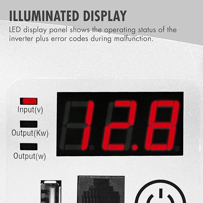 Wagan EL3732 1250W Slimline Plus AC to DC Power Inverter 1250 Watt TrueRated Continuous 2600 Watt Surge Power DC 12V to AC 110V Illuminated Display 2 AC Outlets and 2A USB Charging Port