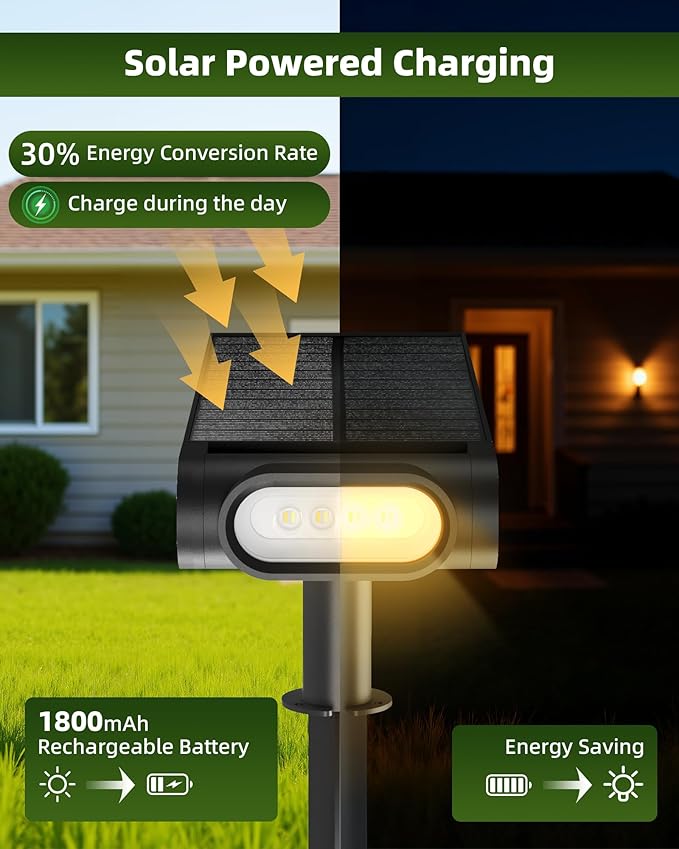 EZVALO Solar Spot Lights Outdoor Waterproof IP67, 3 Lighting Modes Landscape Spotlights, Efficient King-Size LEDs, Solar Powered for Garden Yard Pathway (6Pack-Warm White)