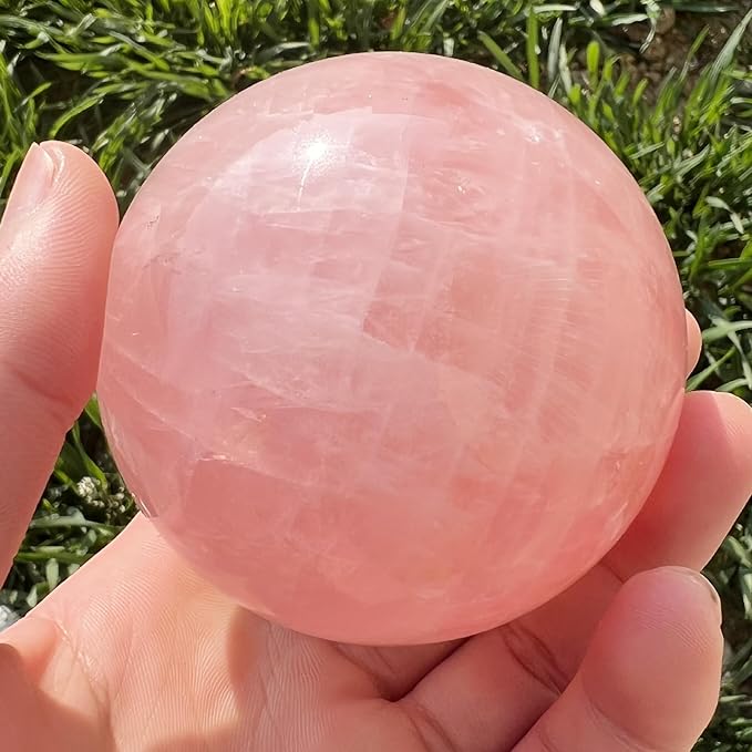 5-6CM/1.97-2.36inch Natural Pink Crystal Ball Rose Quartz Sphere Polished Divination Ball Decorative Sphere Healing Crystals Ball Stone Crafts Home Decor Ornament Gifts (50-60mm, Pink Crystal)