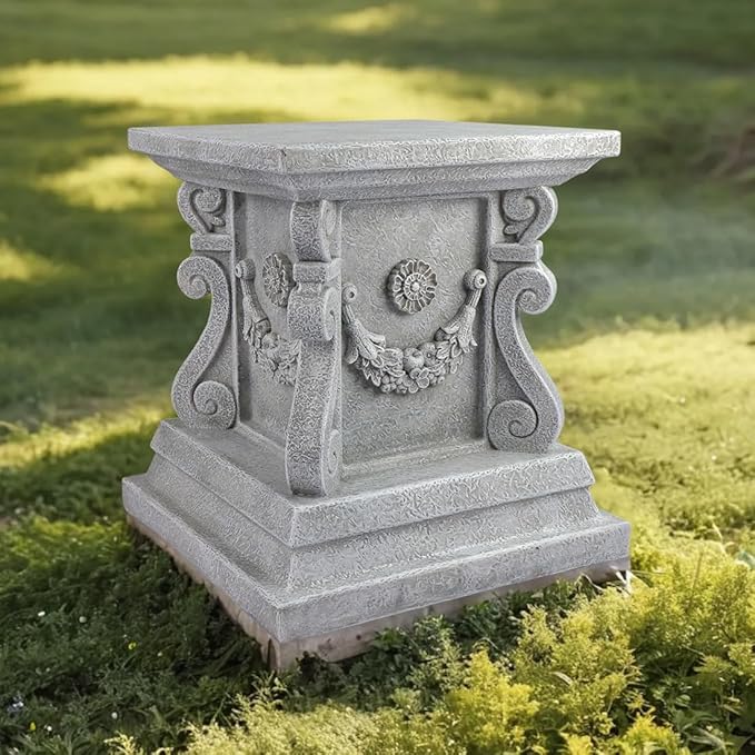 Outdoor Pedestal Stand for Garden Decor - ClassicalL Plinth Pedestal Stand for Statues, Decorative Garden Pedestals and Statue Stand, 11.5"(L) x 12"(H) x 11.5"(W)