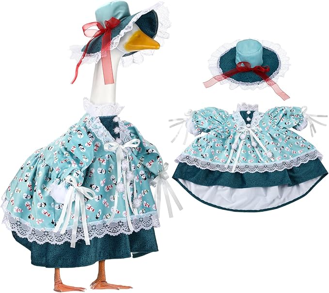 Suzile Snowman Goose Outfit Winter Dresses Christmas Clothes for 23" High Cement or Plastic Porch Goose Costume for Yard Lawn Outdoor Garden Patio Statue Xmas Holiday Decor