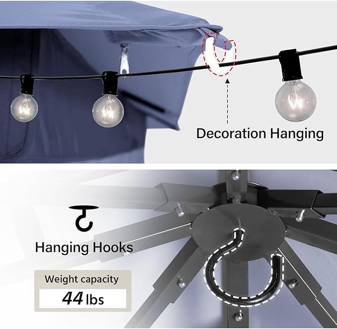 LAUSAINT HOME Outdoor Patio Gazebo 10'x10' with Expansion Bolts, Heavy Duty Gazebos Shelter Party Tent with Double Roofs, Mosquito Nettings and Privacy Screens for Backyard, Garden, Lawn, Navy Blue