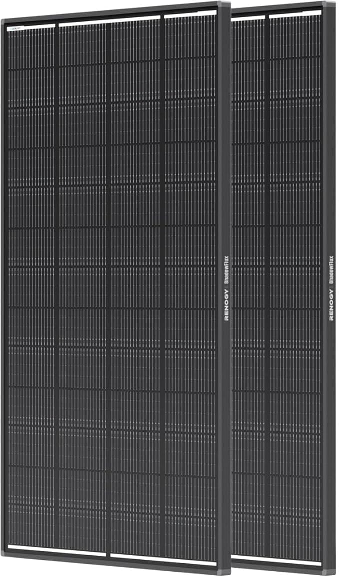Renogy 400 Watt ShadowFlux Anti-Shading Solar Panel N-Type, 2PCS 200W Solar Panels 12 Volt 16BB, 25% High-Efficiency PV Module for RV Marine Rooftop Farm Battery,Black