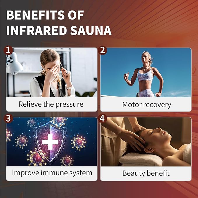 Infrared Sauna Box, Portable Infrared Sauna for Home, Personal Infrared Sauna with Red Light Threapy, Remote Control, Heating Foot Pad, Upgraded Comfortable Chair