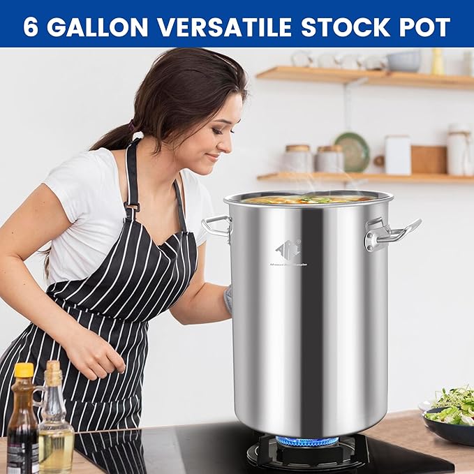 ARC 32QT Turkey Fryer Stainless Steel Stock Pot & Stainless Steel Propane Burner Outdoor Deep Fryer, Crawfish Boiler with Basket
