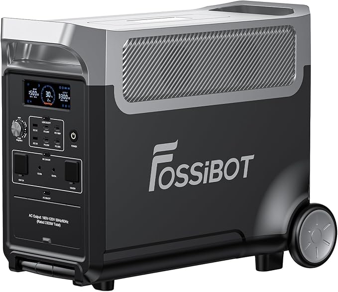 FOSSiBOT F3600 Portable Power Station, 5 x 120 V AC Output 3600 W/3840Wh LiFePO4 Battery Electric Solar Generator for Garage, Home, Off-Grid Living, Camping, RVs, Outdoor Adventures, Power Outages