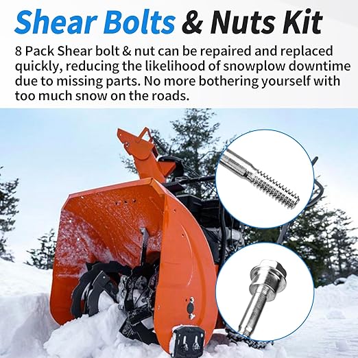 588077502 Snowblower Shear Pins Bolts - for Husqvarna Snow Blower Replacement Parts, Snow Blower Shear Bolts Kit Compatible with Husqvarna Two Stage Snow Blowers 570XP, 575XP, 580790401 (Pack of 8)