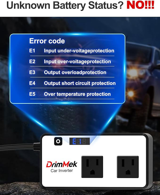 200W Car Power Inverter, Car Plug Adapter Outlet 12V to 110V Converter with 24W USB Fast Charging Port, Dual AC Outlet for Laptop, Vehicles, Camping (LED Display)
