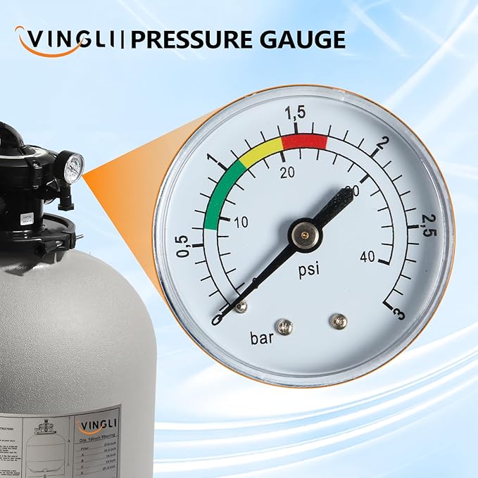 VINGLI Sand Pool Filter 24in Tank with A 1.5 HP Pump 115V Above Ground Inground Swimming Pool Pump with Filter Basket,5400GPH