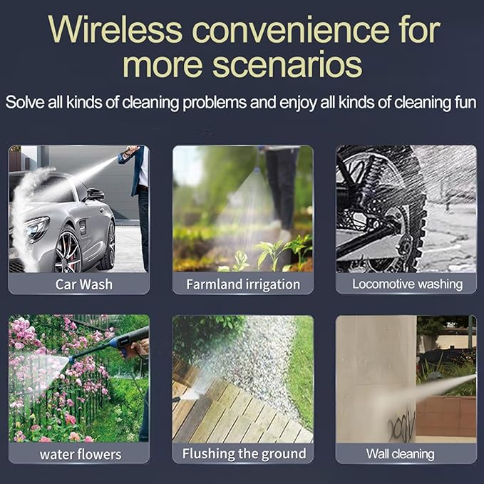 Cordless Pressure Washer, 980PSI Brushless Motor Portable Pressure Washer with 2 x 4.0Ah Batteries, LED Touch Screen, 6-in-1 Nozzle for Watering, Cleaning, Car Washing, Floor Washing