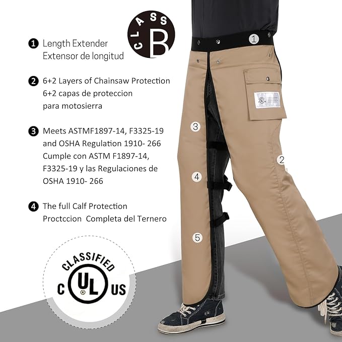 Chainsaw Chaps Apron Wrap 8-layer for Men/Women Loggers Forest Workers Protective Chain Saw Pants Adjustable