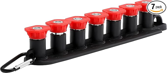 Tool Daily Pressure Washer Tips, 0 Degree Red Power Washer Nozzle Tips 7 Pack with Nozzle Holder, 1/4 Inch Quick Connect, 4000 PSI