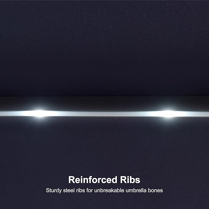 PURPLE LEAF 14ft Patio Umbrella with Solar Lights Outdoor Double-Side Market Umbrella with Base Included Rectangle Table Umbrella for Pool Garden Backyard, Navy blue