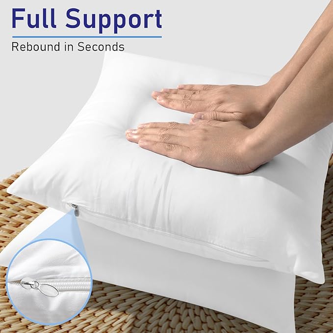Pack of 2 18x18 Outdoor Pillow Inserts, Water Resistant Throw Pillow Inserts, Cushion Inner Pads for Patio, Furniture, Sofa, Bed, Living Room, Garden Decorative Waterproof Pillow Inserts