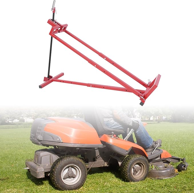 880 lbs Capacity Lawn Mower Lift Tool, Adjustable Steel Lawn Tractor Lift Jack, for Mowers, Garden Tractors, Riding Tractors Repair, Maintenance Lifter (Red)