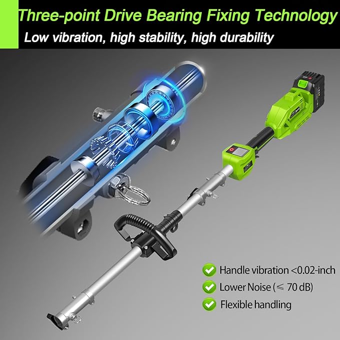 4-in-1 Cordless String Trimmer/Edger Electric Pole Hedge Trimmer 2 * 5000mAh Battery Powered Pole Saw Portable Weed Wacker and Brush Cutter Blade, Multi-Tool Kit for Grass Garden Lawn Care