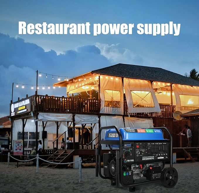 DK Upgraded 12500W Tri-fuel Generator, Remote Electric Quick Start, 10.5 Gal Super Tank, 120V 240V, CARB EPA Compliant Gas Propane or NG Powered Back Up (DK12500ETC)