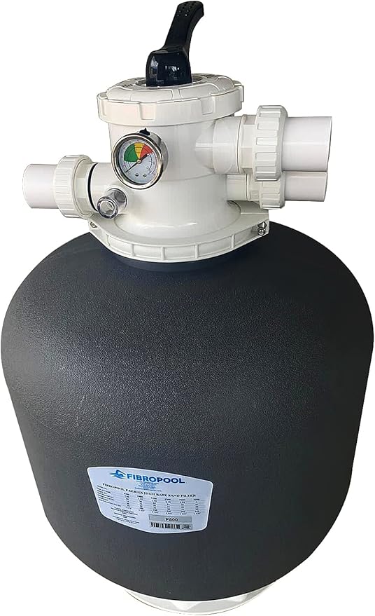 FibroPool Sand Filter Pump System For Above Ground Swimming Pools - Designed and Assembled in USA - Hose Adapters Included - High Efficiency - FSP Series (FSP21) Black