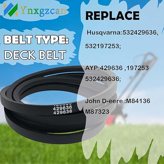 429636 Craftsman Mower Deck Belt Replacement 1/2" X 101" Fits for Craftsman Husqvarna Poulan 532429636 197253 532197253 YS4500 T2200 DLS 3500 AYP 197253 42 inch Mower Deck Belt