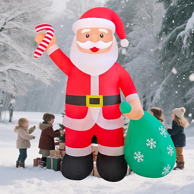 12ft Christmas Inflatable Yard Decor Build-in LED Outdoor Blow up Christmas Decorations for Yard/Lawn/Garden (12ft Santa)
