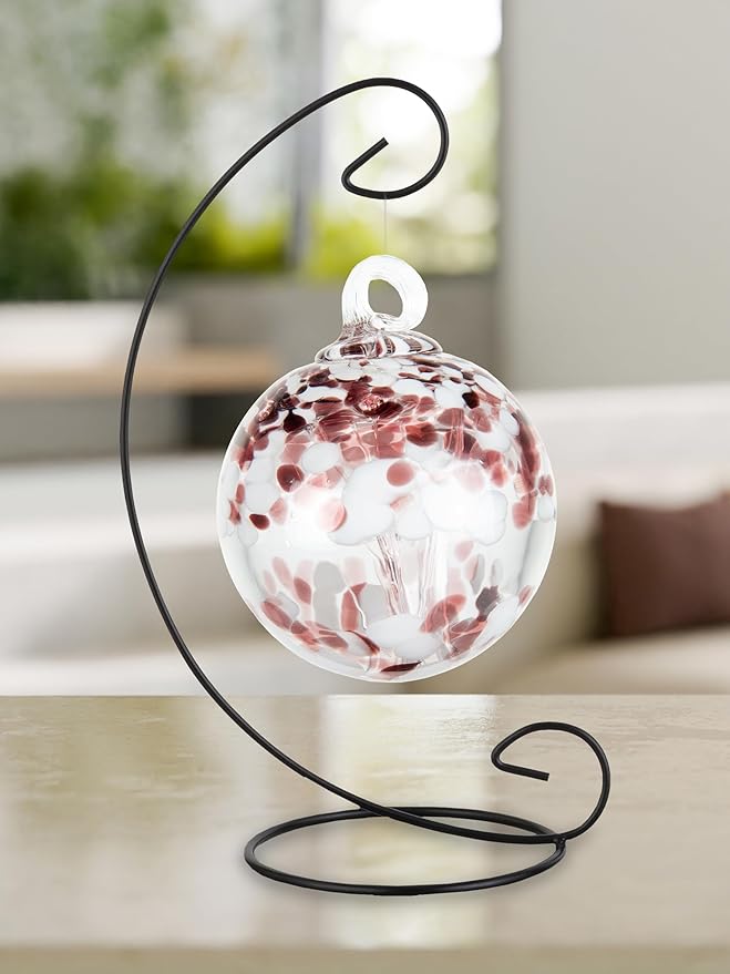 Dale Tiffany AC24027-D4 Rainbow Tree of Life Hand Blown Art Glass Ornament Witch Globe Gazing Ball, 4" Diameter with Hanging Stand, Enchanted