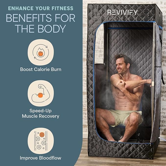 LifePro Revivify Portable Sauna Box – at Home Sauna Tent with Adjustable Heat Levels & Timer – Foldable, Easy-to-Use Personal Steam Room for Home with 2.6L Steamer, Essential Oils and App Control