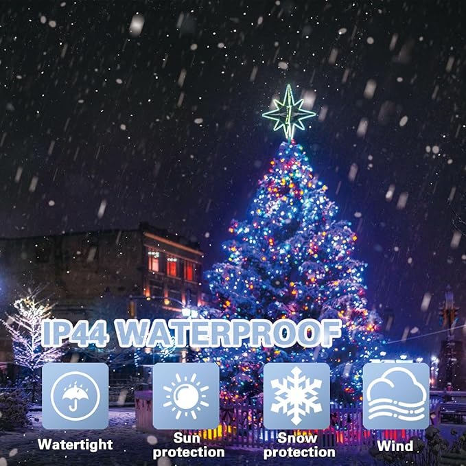 33ft Christmas Decorative Mini Lights, 100 LED transparent Wire Fairy Starry String Lights Plug in, 12 Lighting Modes, for Indoor Outdoor Xmas Tree Wedding Party Decoration (White+Multicolor)