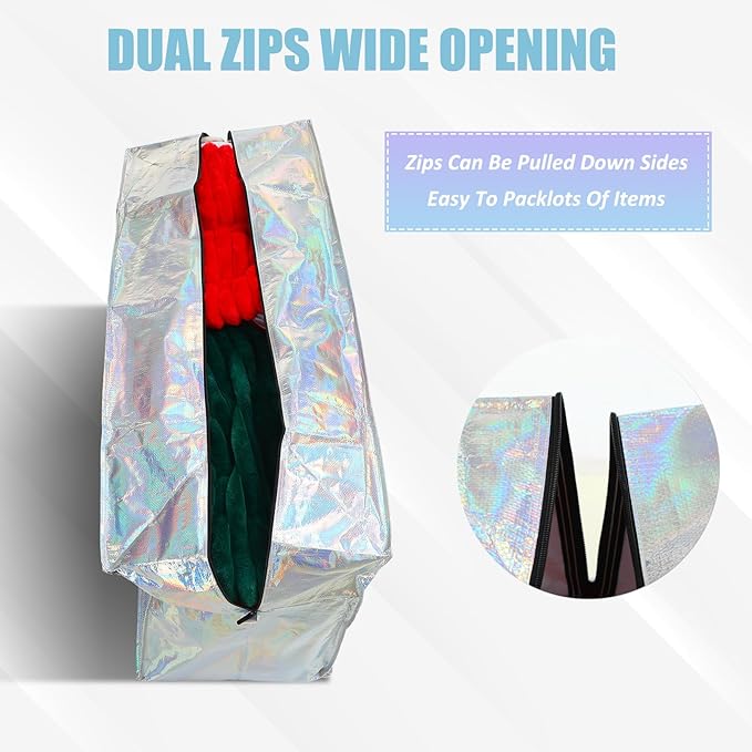 4 Pcs 66 Gallon Large Moving Bags with Zipper and Handles Foldable Storage Duffle Bags Heavy Duty Extra Large Totes for College Dorm Travel Clothes Blankets Bedding Moving (Iridescent)