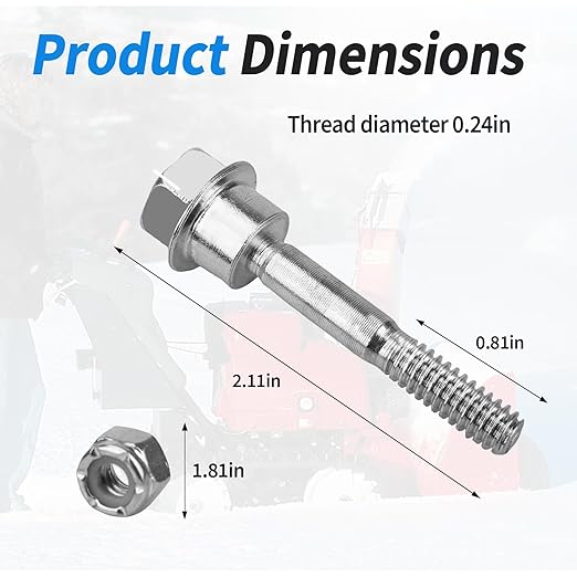 588077502 Snowblower Shear Pins Bolts - for Husqvarna Snow Blower Replacement Parts, Snow Blower Shear Bolts Kit Compatible with Husqvarna Two Stage Snow Blowers 570XP, 575XP, 580790401 (Pack of 8)