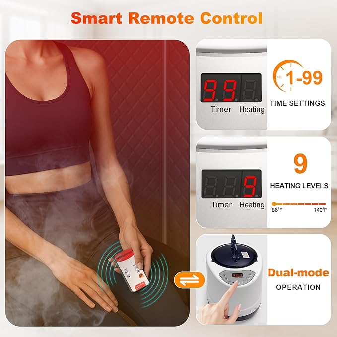 Upgraded Infrared Sauna Box for Relaxation, Portable Sauna for Home, Sauna Tent with 660nm Red Light Therapy, Quick Heating and Easy Setup, Personal Sauna with 2.5L/1000W Steamer, 2.6’ x 2.6’ x 5.9’