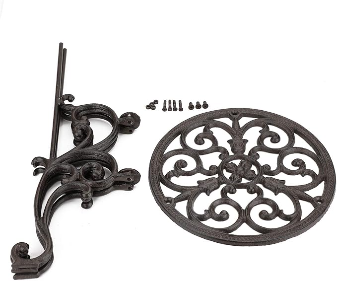 OwnMy Heavy Duty Cast Iron Plant Stand Indoor Outdoor Vintage Wrought Iron Round Flower Pot Holder Stand, 19.3" Tall Decorative Large Potted Plant Stand for Home Garden Patio, Retro-Brown