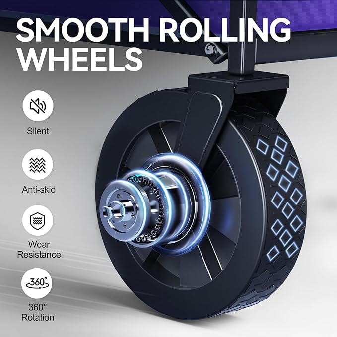 Collapsible Foldable Wagon, Foldig Cart with Wheel Heavy Duty with 180lbs Weight Capacity Lightweight Utility Camping Wagon for Groceries Garden Beach Sports Fishing(Violet)