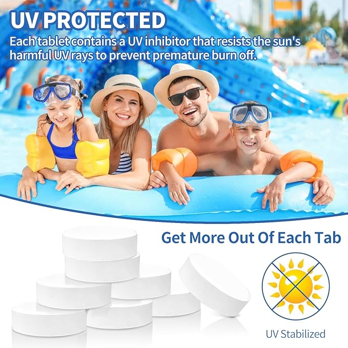 Chlorine Tablets 3 inch 40 Pounds, TABIT Swimming Pool Long Lasting Chlorinating Tablets, Slow Dissolving, Tri-Chlor for Swim Pool, Hot Tubs, Spa