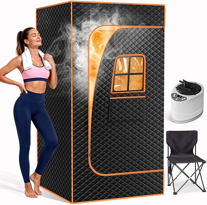 NAIZEA Sauna Box, Portable Steam Sauna, Portable Saunas for Home with 3L 1200W Steamer, Remote Control, Folding Chair, Full Body Saunas Tent for Relaxation,2.9'x2.9'x5.9'