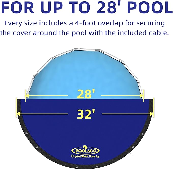 Pool Covers for Above Ground Pools - 28 ft Round Winter Pool Cover, Extra Durable Cold- and UV-Resistant Heavy-Duty Swimming Pool Cover for Winterizing
