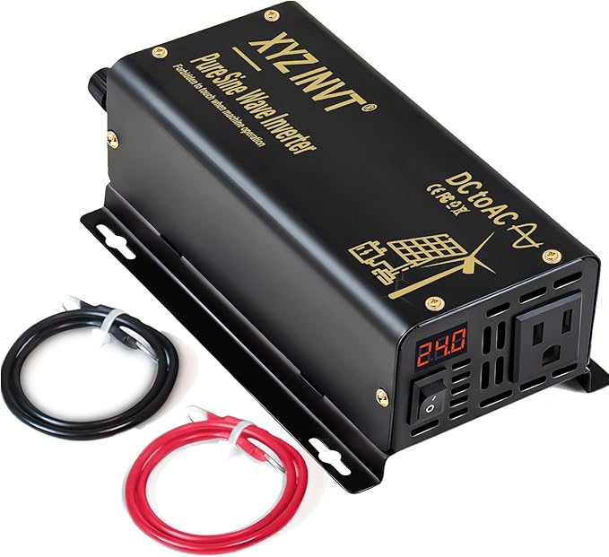 300W Pure Sine Wave Inverter DC 24V to AC 110V 120V Power Converter 600W Peak with LED Display for Most Small Power Appliances