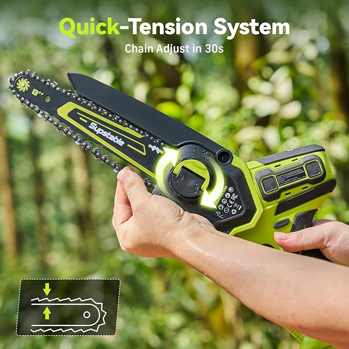 Electric Pole Saws for Tree Trimming, 6" & 8" Mini Chainsaw Cordless with Extension Pole & 2x4Ah Batteries, 20V Pole Chain Saw Battery Powered, Max Reach 16 Ft, Tree Trimmer Limb Branch Cutter Pruner