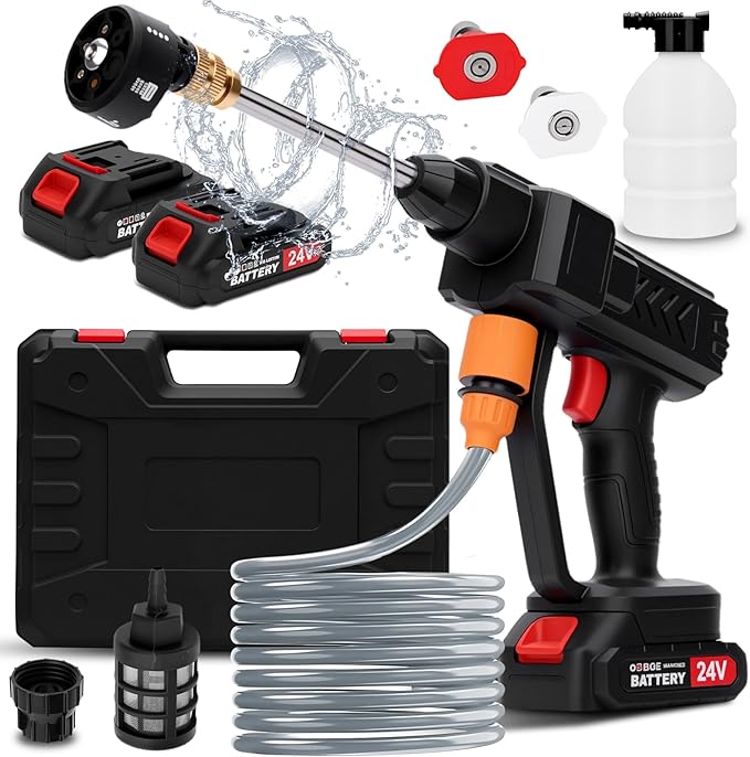 Cordless Pressure Washer, 6-in-1 Nozzle Portable Battery Powered Pressure Washer Handheld, Portable High Pressure Cordless Power Washer for Car/Floor/Patio Cleaning