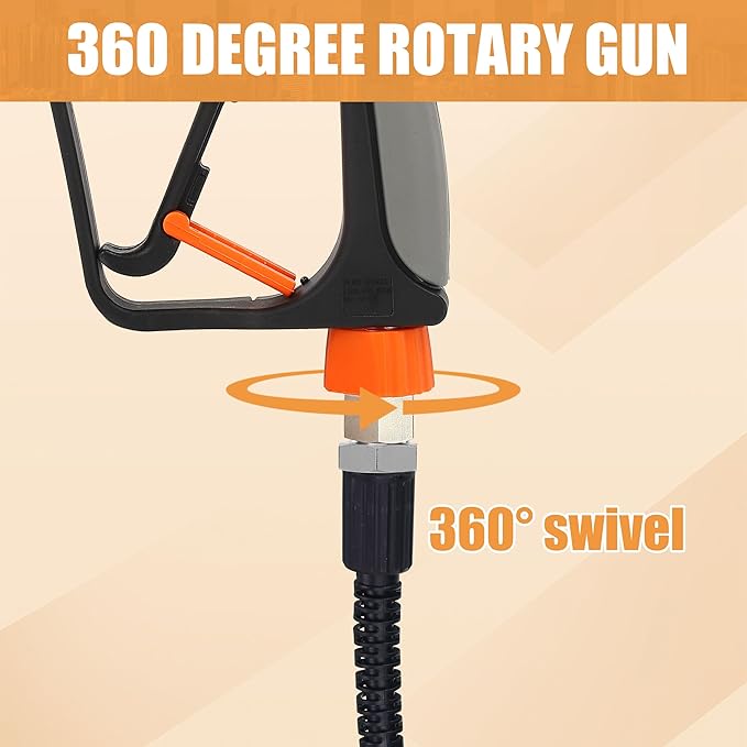 PWACCS Pressure Washer Gun with Foam Cannon, Short Pressure Washer Gun with Swivel, Foam Cannon for Car Wash Gun Kit with 1/4" Quick Connector, 5 Power Washer Nozzle Tips, 1.5 Liter, 5000 PSI