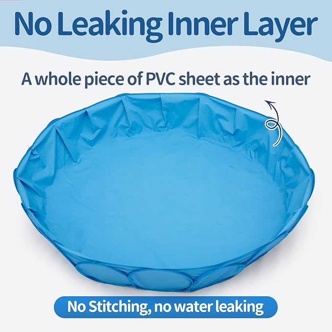 Alvantor Pet Swimming Pool Dog Bathing Tub Kiddie Pools Cat Puppy Shower Spa Foldable Portable Indoor Outdoor Pond Ball Pit 63"x12" Patent Pending